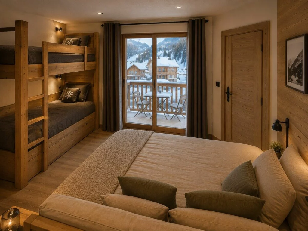 Projection non contractuelle de la chambre familiale de l'appartement Grande Rochette